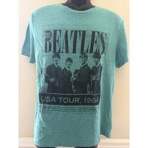 The Beatles Tee Shirt Men's Size Large Teal USA Tour 1964